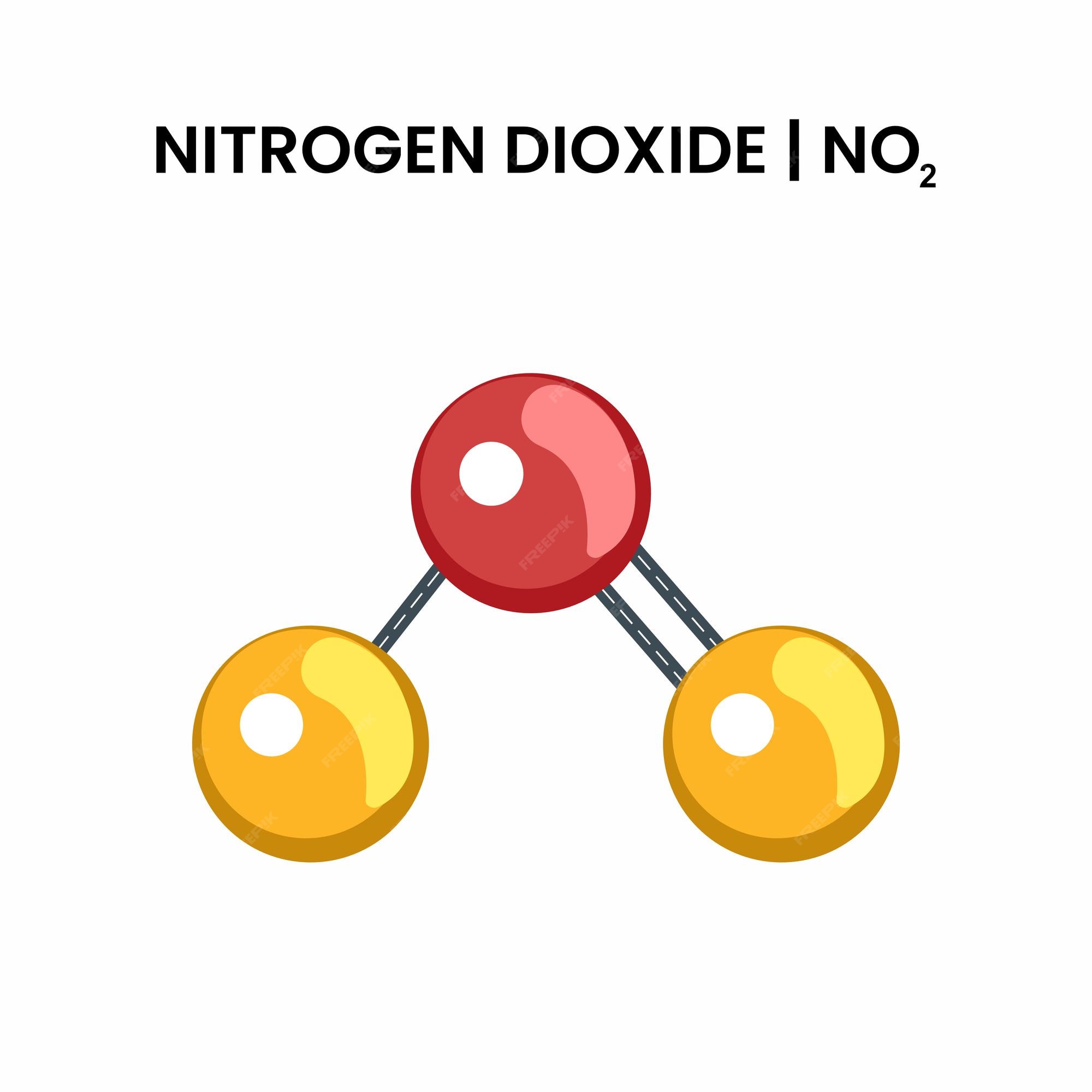 Estructura de la molécula de dióxido de nitrógeno. no2 formado por nitrógeno  y oxígeno. | Vector Premium