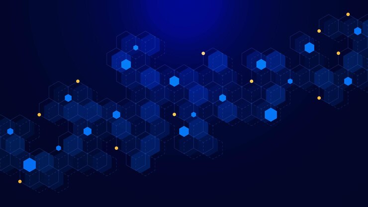 Vector estructura molecular abstracta con hexágonos para el fondo de conexión de red de visualización de grandes datos