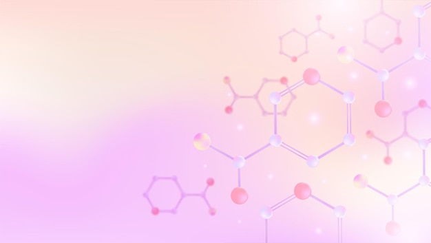 Estructura molecular Ilustración de moléculas esféricas púrpuras y rosas