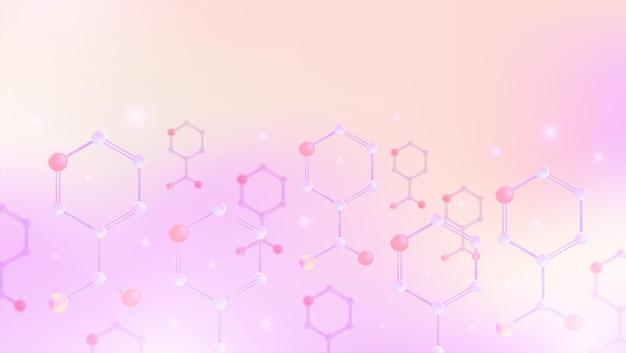 Estructura molecular Ilustración de moléculas esféricas púrpuras y rosas