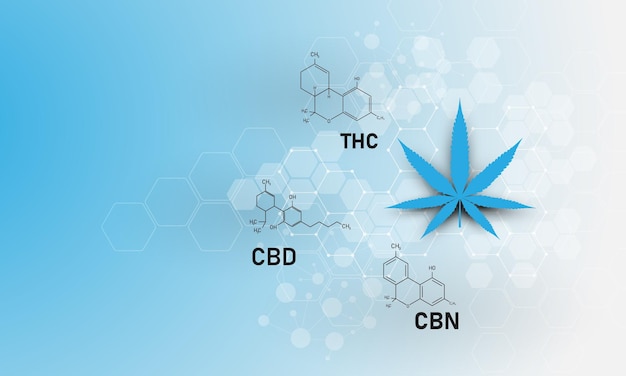 Estructura molecular química médica fórmula cannabis de la fórmula CBDvector illustrationx9