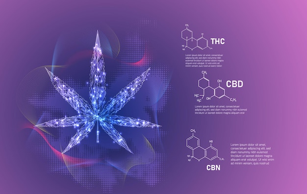 Estructura molecular química médica fórmula cannabis de la fórmula CBDvector illustrationx9