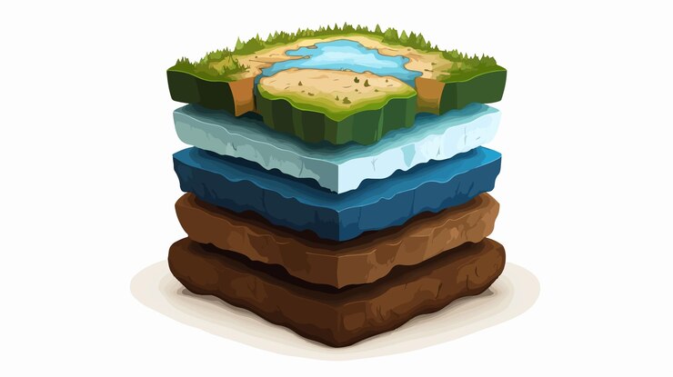 Vector estructura del mundo capas de las tierras divisiones para ilustración científica