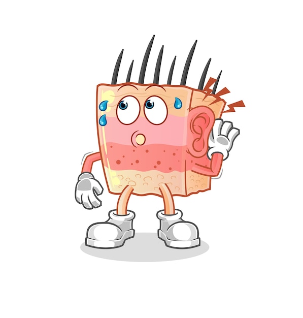 Estructura de la piel escuchando a escondidas el personaje de dibujos animados vectoriales