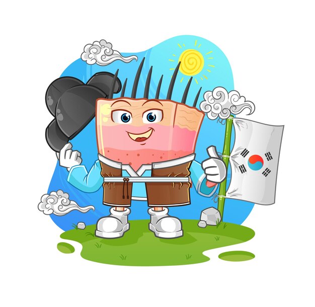 Estructura de la piel personaje de dibujos animados de vector de cultura coreana