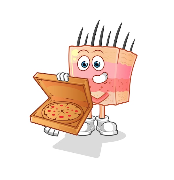 Estructura de la piel pizza repartidor vector personaje de dibujos animados