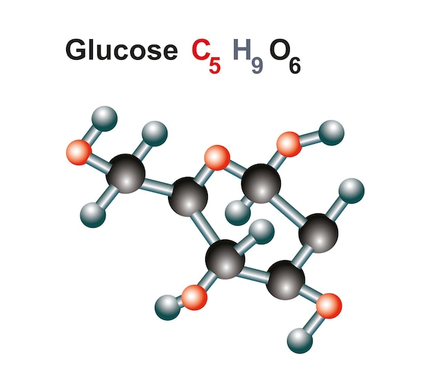 Estructura química de los carbohidratos del azúcar de la glucosa.