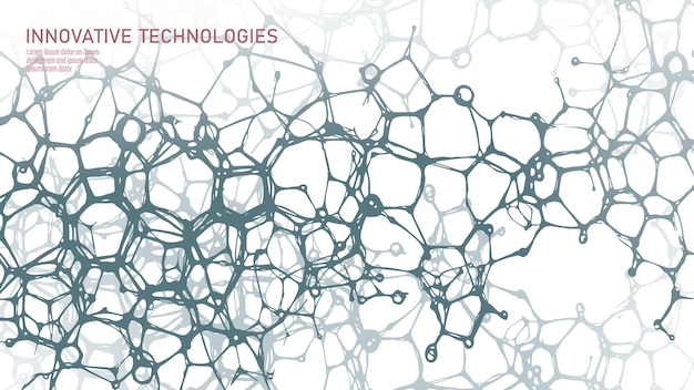 Estructura de red molecular abstracta formas orgánicas interconectadas crean una ciencia de malla compleja