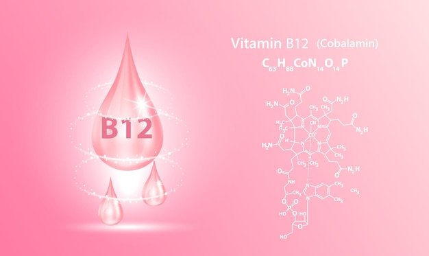 Estructura vitamina b12 gota agua colágeno rosa conceptos médicos y científicos