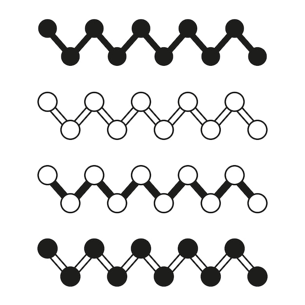 Estructuras moleculares en blanco y negro Patrones geométricos de enlace atómico Vector Ciencia y química