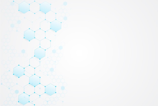 Estructuras moleculares hexagonales abstractas en antecedentes tecnológicos y estilo científico Diseño médico Ilustración vectorial