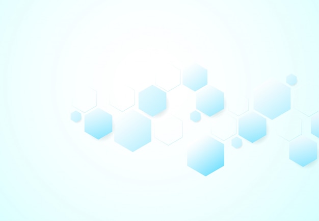 Estructuras moleculares hexagonales abstractas en el fondo de tecnología