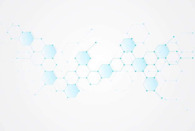 Estructuras moleculares hexagonales abstractas en tecnología y estilo científico Diseño médico Ilustración vectorial