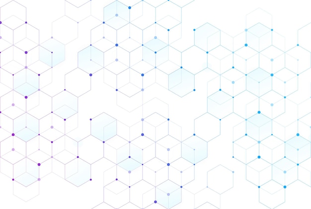 Estructuras moleculares hexagonales abstractas en tecnología y estilo científico Diseño médico Ilustración vectorial