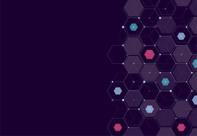 Estructuras moleculares hexagonales abstractas en tecnología y estilo científico Diseño médico Ilustración vectorial