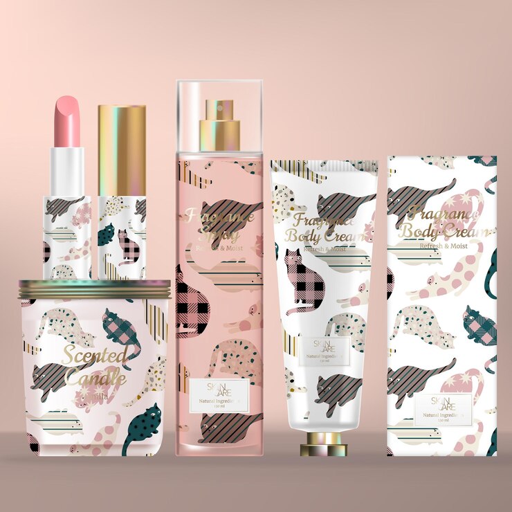Estuche para el cuidado de la piel y la belleza con frasco con tapón de rosca de vela perfumada, lápiz labial, botella de spray corporal y tubo de crema de manos