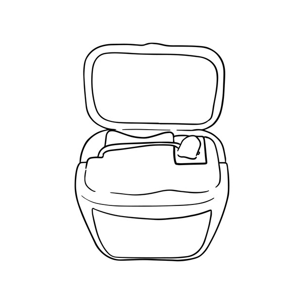 Estuche para rasgar el hilo dental dientes limpios higiene oral garabato dibujos animados lineales para colorear