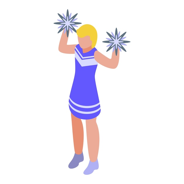 Estudiante animar chica icono isométrico vector mujer bailarina lindo saltando