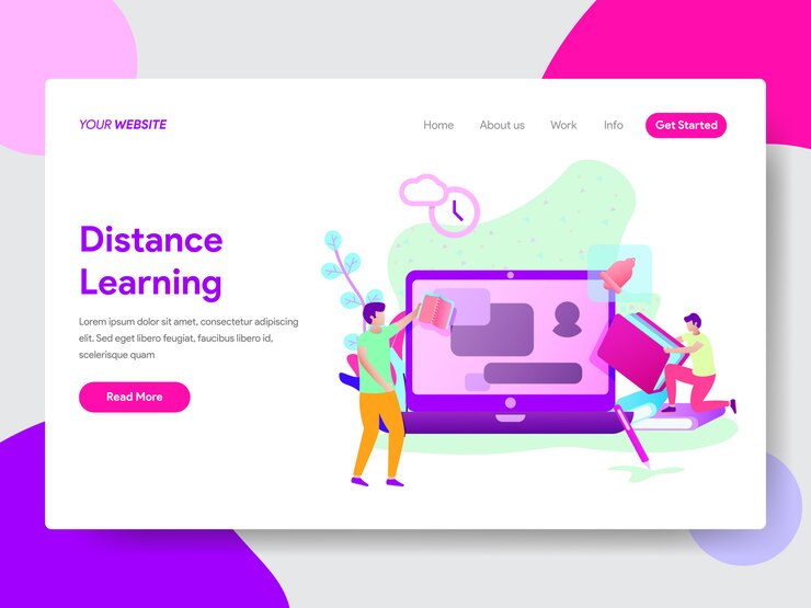 Vector estudiante de aprendizaje a distancia ilustración para páginas web