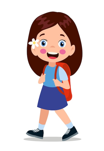 Estudiante caminando a la escuela con mochila escolar