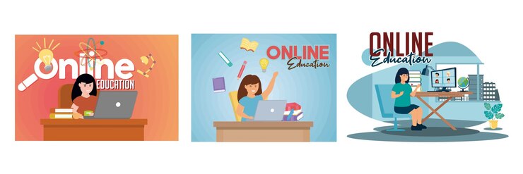 Vector estudiante con computadora portátil estudiante con libros portátiles y planta feliz niño lindo