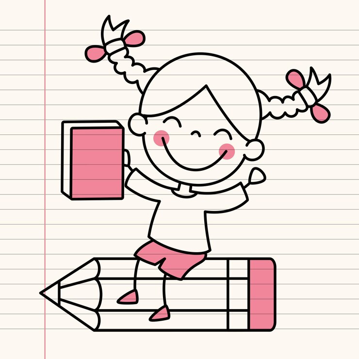 Vector estudiante de dibujos animados divertidos dibujados a mano