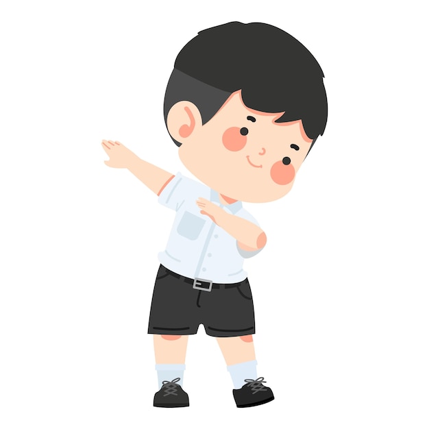 Estudiante de dibujos animados haciendo el baile dab