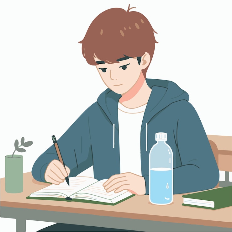 Vector estudiante enfocado en el estudio