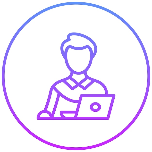 Estudiante estudiando en una computadora portátil Ilustración del icono vectorial del conjunto de iconos de aprendizaje