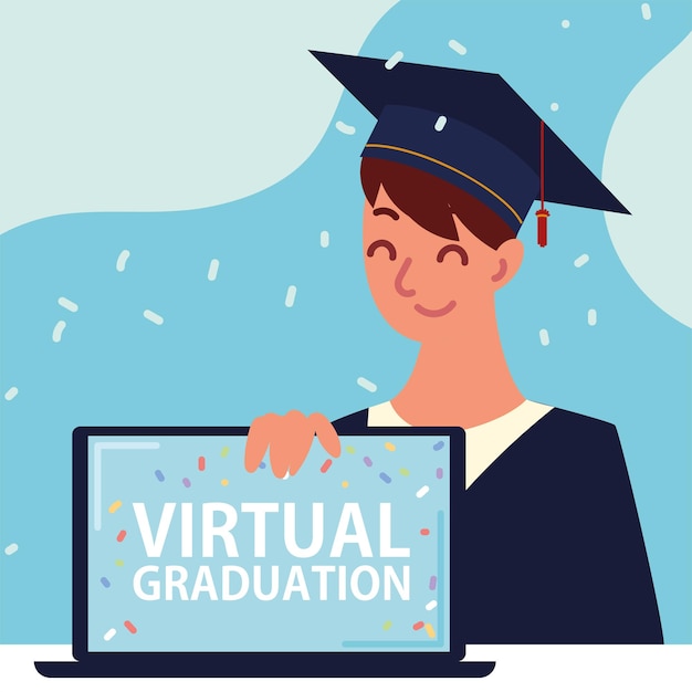 Estudiante en graduación virtual