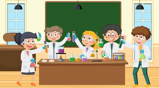 Estudiante haciendo experimento científico en laboratorio