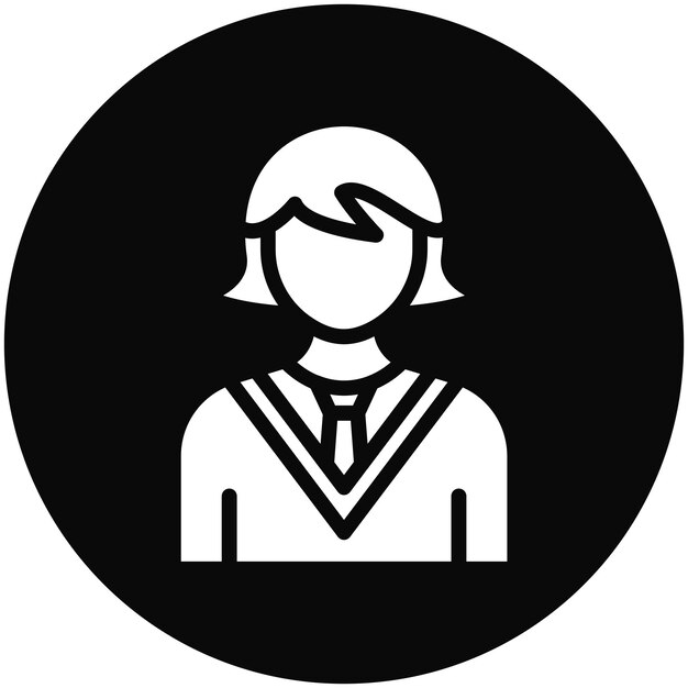 Estudiante Ilustración del icono vectorial femenino del conjunto de iconos de logros