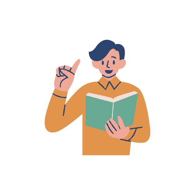 Estudiante leyendo un libro Diseño plano