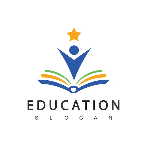 Estudiante con libro logo vector Plantilla de logotipo de educación