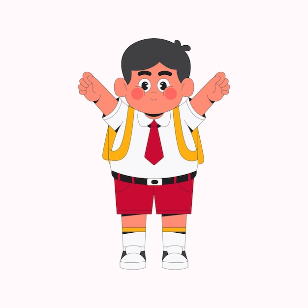Estudiante con mochila amarilla Ilustración de personaje de dibujos animados