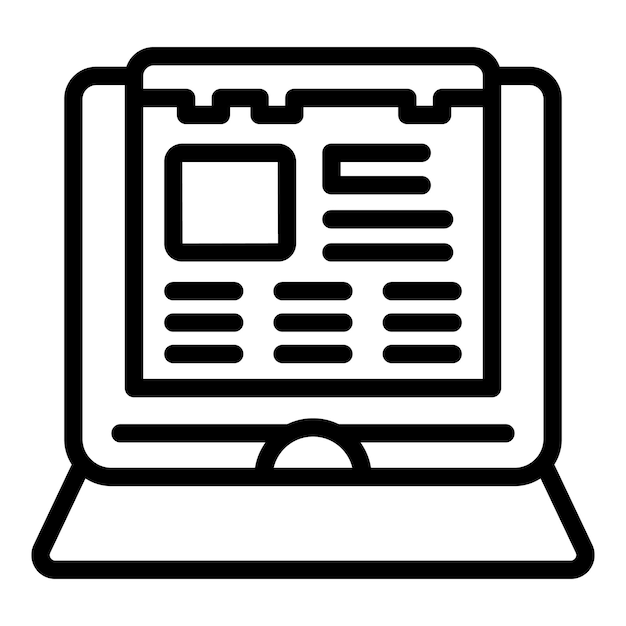 Estudiante portátil lector icono contorno vector Club estudio Persona libro