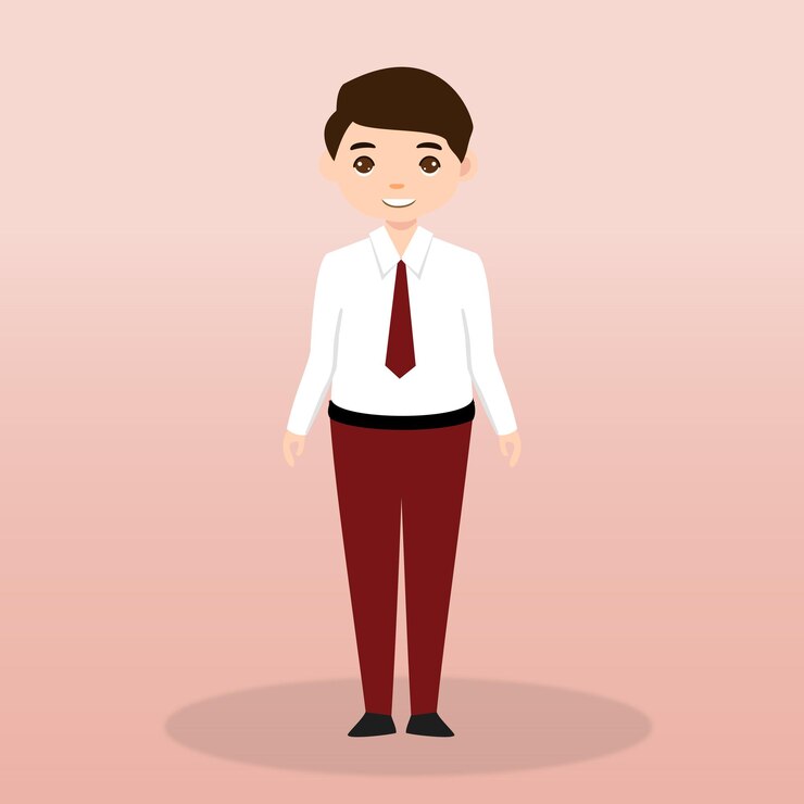 Vector estudiante de primaria usando uniforme largo para ilustración escolar