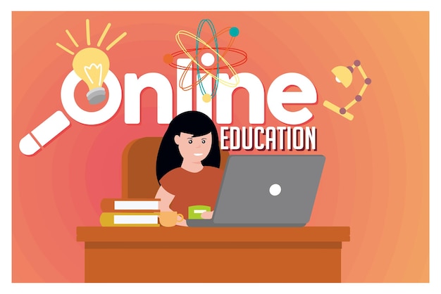 Estudiante que usa una computadora portátil para la educación en línea
