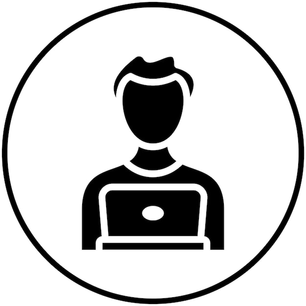 Estudiante que utiliza el icono vectorial de la computadora portátil de OnGSCE Education