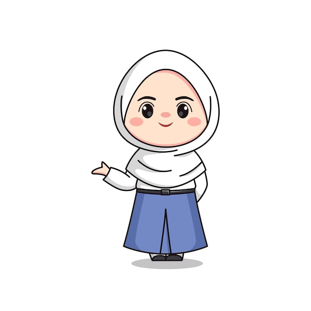 estudiante de secundaria de último año de Indonesia personaje de chica con hijab lindo