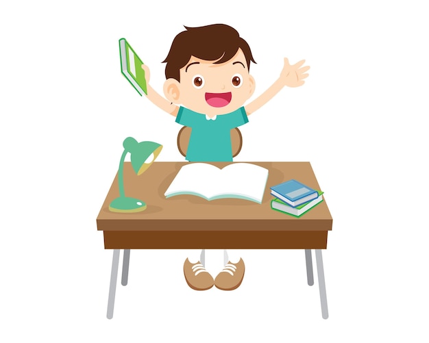 estudiante sentado en el escritorio trabajando para la tarea 2