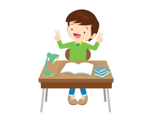 estudiante sentado en el escritorio trabajando para la tarea 2