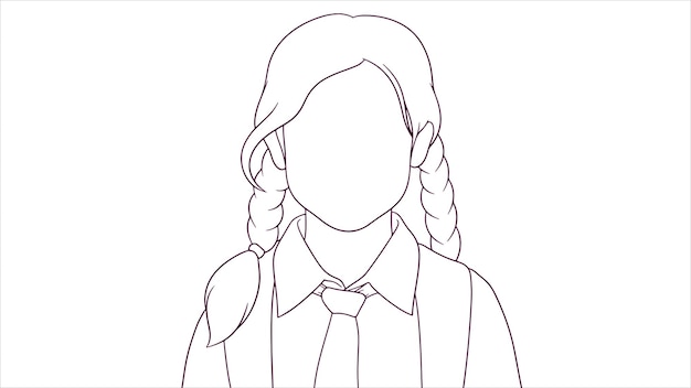 Estudiante sonriente en traje escolar ilustración de vector de estilo dibujado a mano