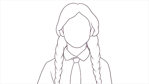 Estudiante sonriente en uniforme escolar ilustración vectorial de estilo dibujado a mano