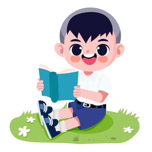Estudiante tailandés en uniforme leyendo un libro