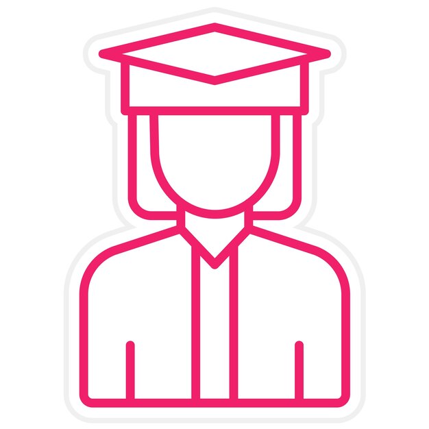 Estudiante universitario de diseño vectorial Estilo de icono femenino