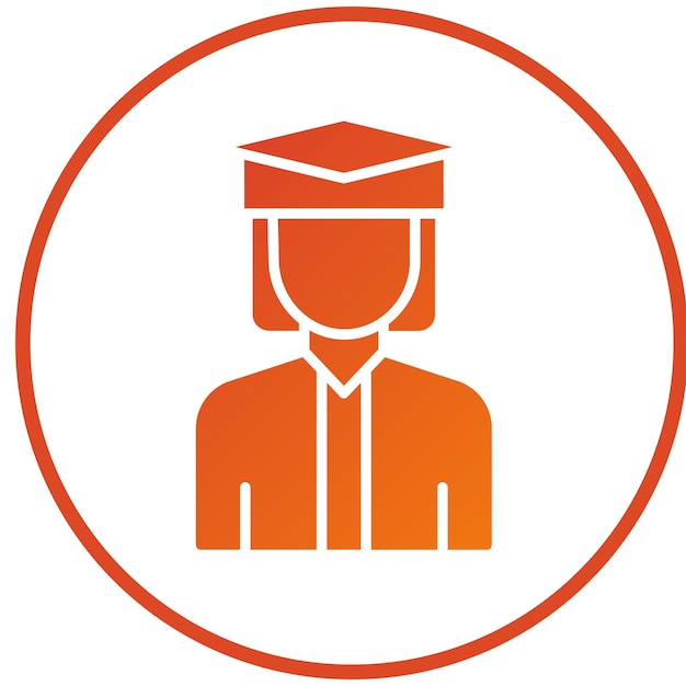 Estudiante universitario de diseño vectorial Estilo de icono femenino