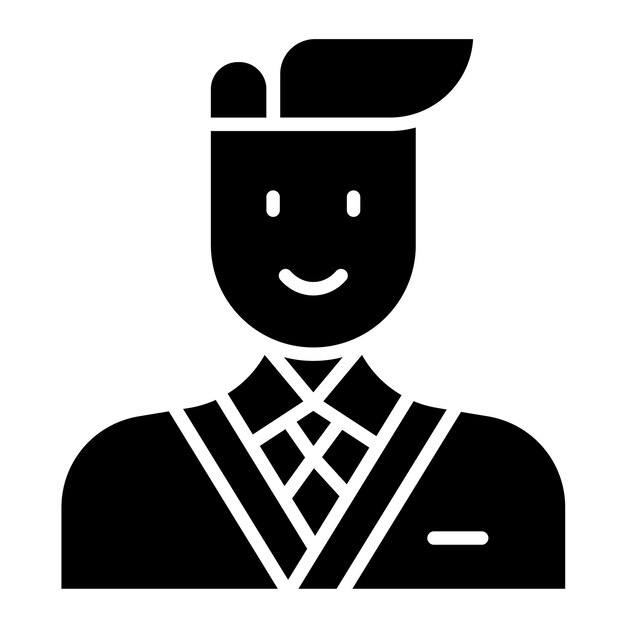Estudiante universitario, glifo masculino, sólido, negro, ilustración