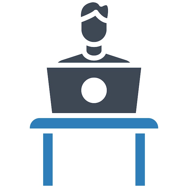 Estudiante usando el estilo de ilustración vectorial de la computadora portátil