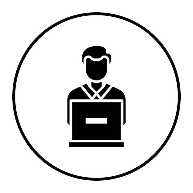Estudiante usando la ilustración vectorial de la computadora portátil